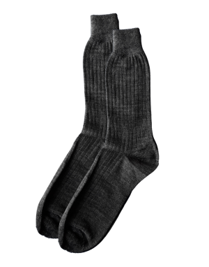 Men pure wool socks plain design  dark Grey